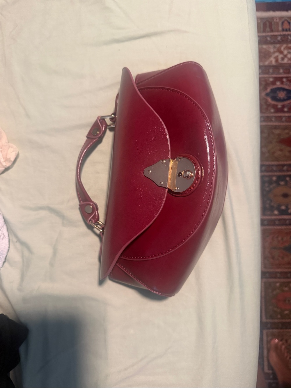 Structured Burgundy Leather Satchel with Top Handle